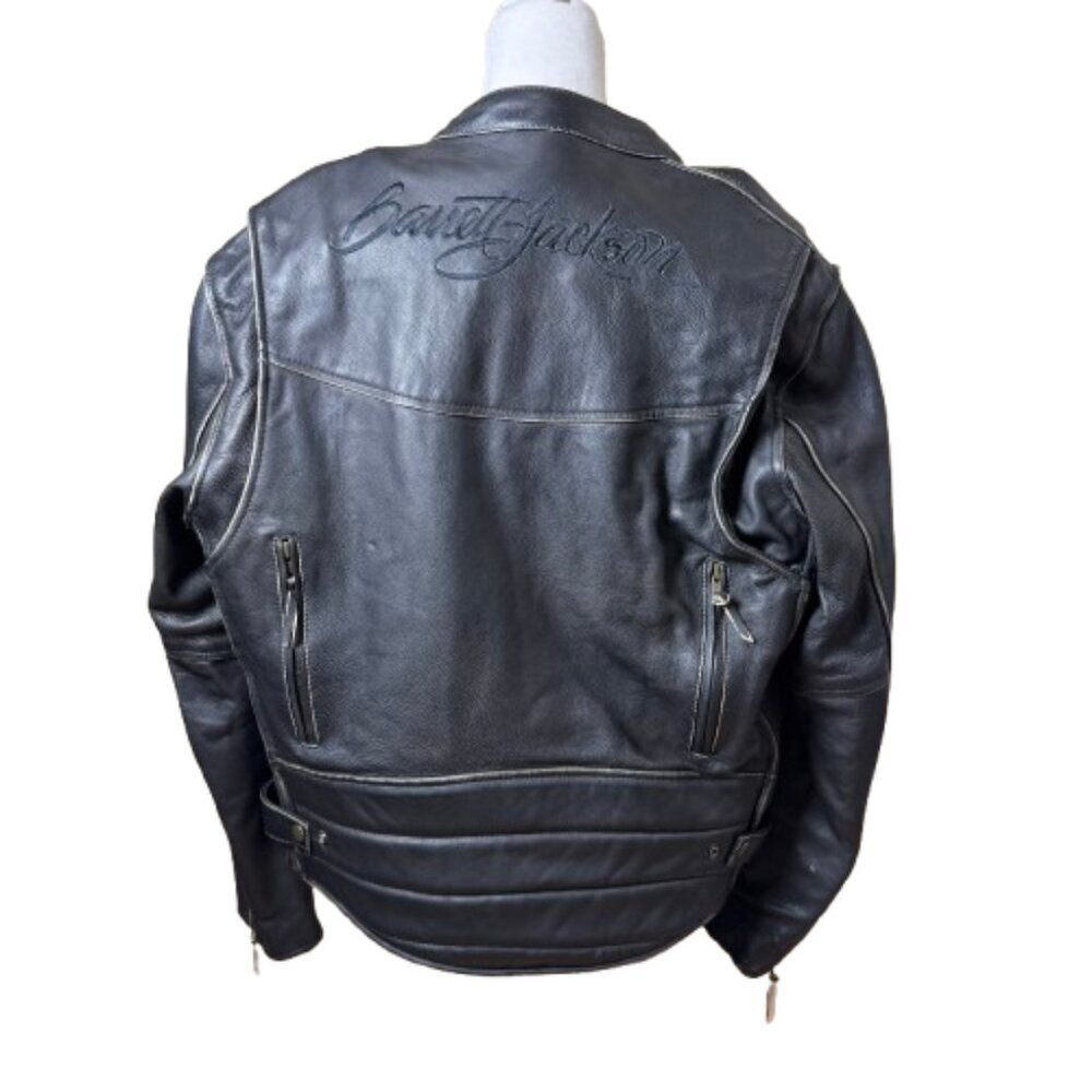 BARRETT Jackson Leather Jacket Motorcycle Moto Padded Size Small